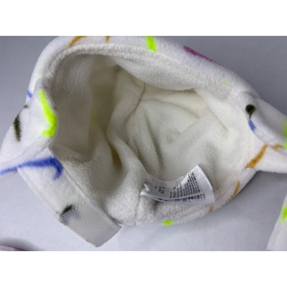 Nike Infant Fleece Hat and Mittens Set White Multi-Color Swoosh Print - Picture 14 of 16